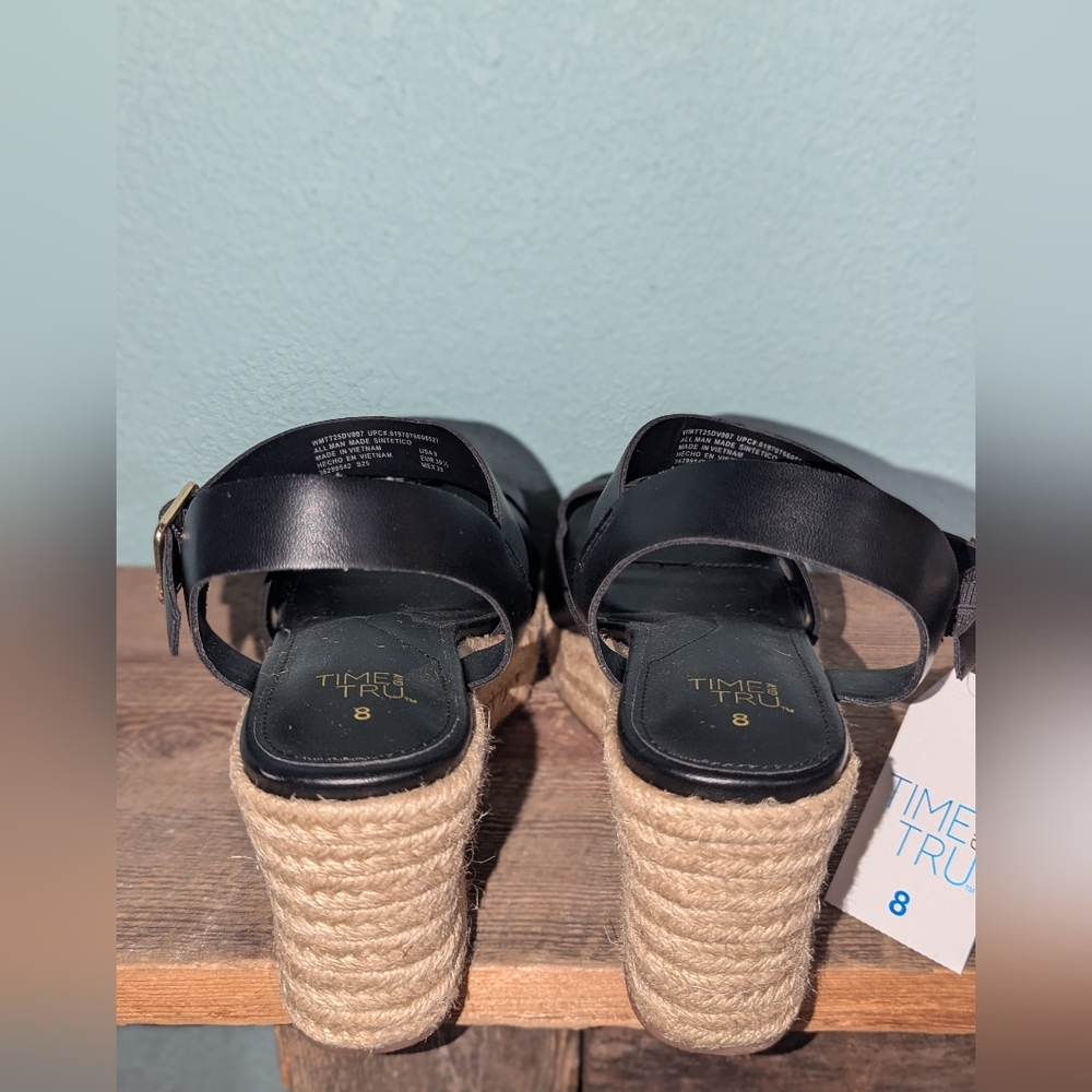 Time‎ and Tru Black Wedge Sandals - Picture 4 of 6